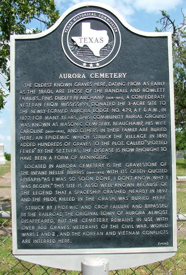Marqueur historique d'État au cimetière Aurora
